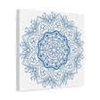 Handmade steel blue mandala design wall art on stretched matte canvas