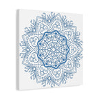 Handmade steel blue mandala design wall art on stretched matte canvas