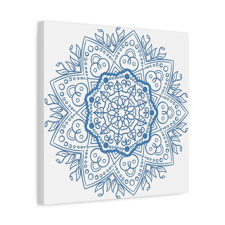 Handmade steel blue mandala design wall art on stretched matte canvas