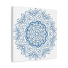 Handmade steel blue mandala design wall art on stretched matte canvas