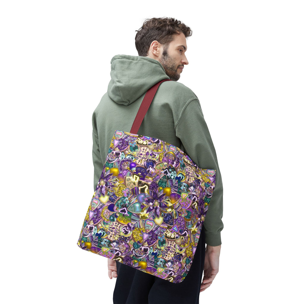 Colorful Purple Floral Pattern Tote Bag
