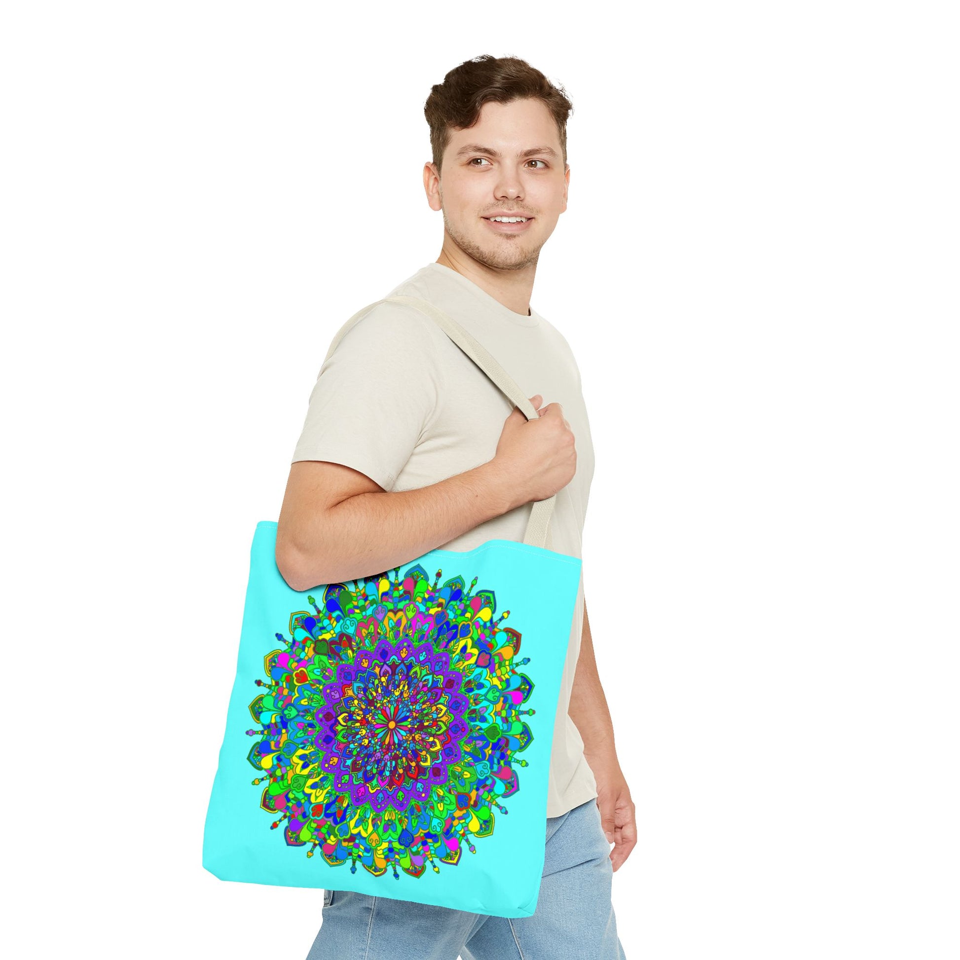 Vibrant and intricate mandala art tote bag with colorful and intricate patterns