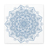 Handmade Mandala Art - Steel Blue Mandala Design Wall Art on Matte Canvas, Stretched, 125 - Unique and intricate handcrafted mandala artwork