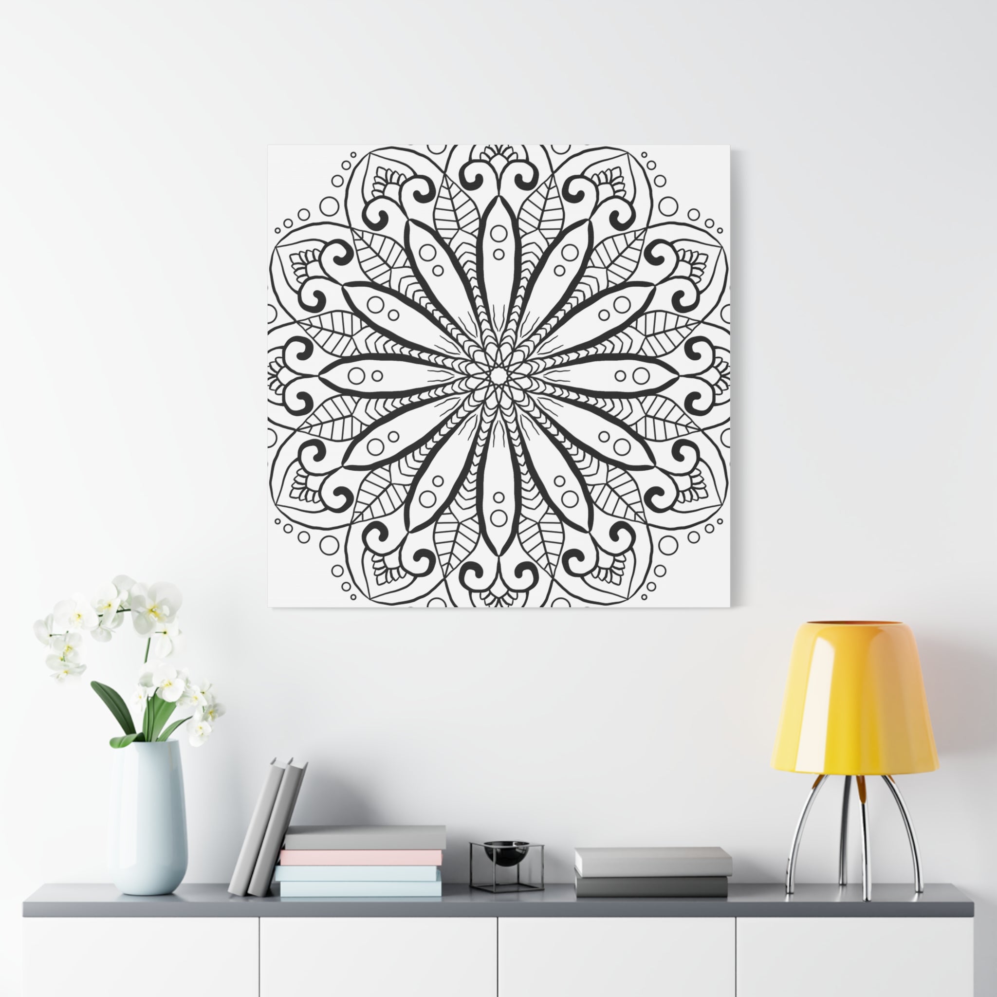 Handmade Mandala Art - Black & White Wall Art - Matte Canvas, Stretched, 125 alt text 39