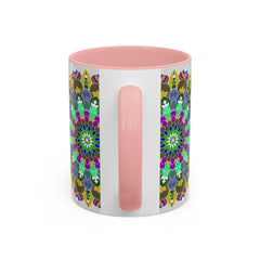A vibrant and peaceful mandala art mug featuring colorful and serene design