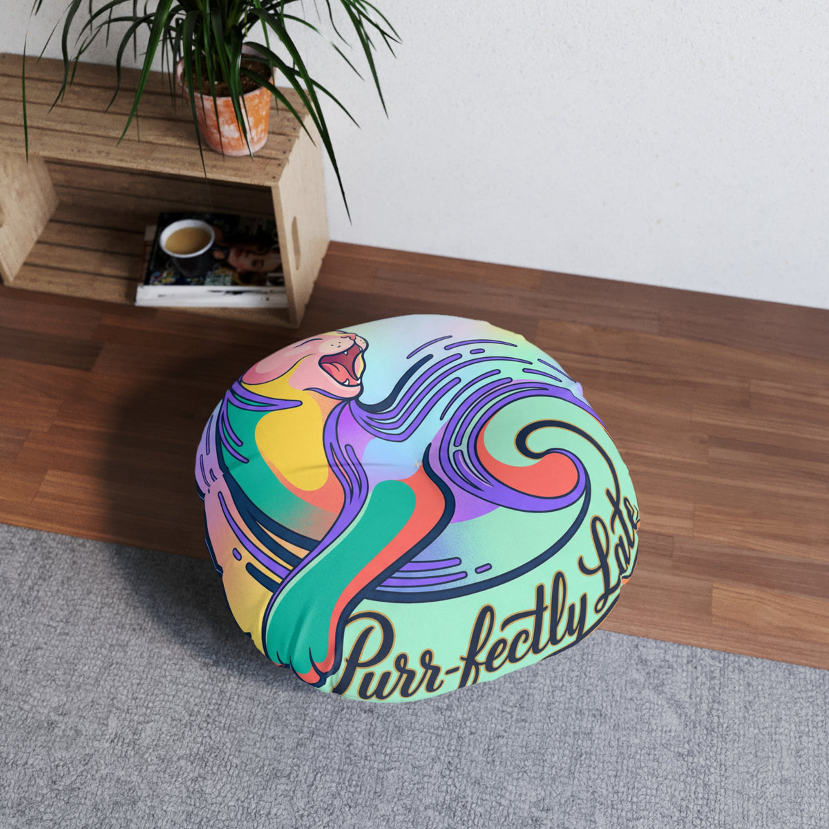 Cuscino da pavimento per gatti "Purr-fectly Late"