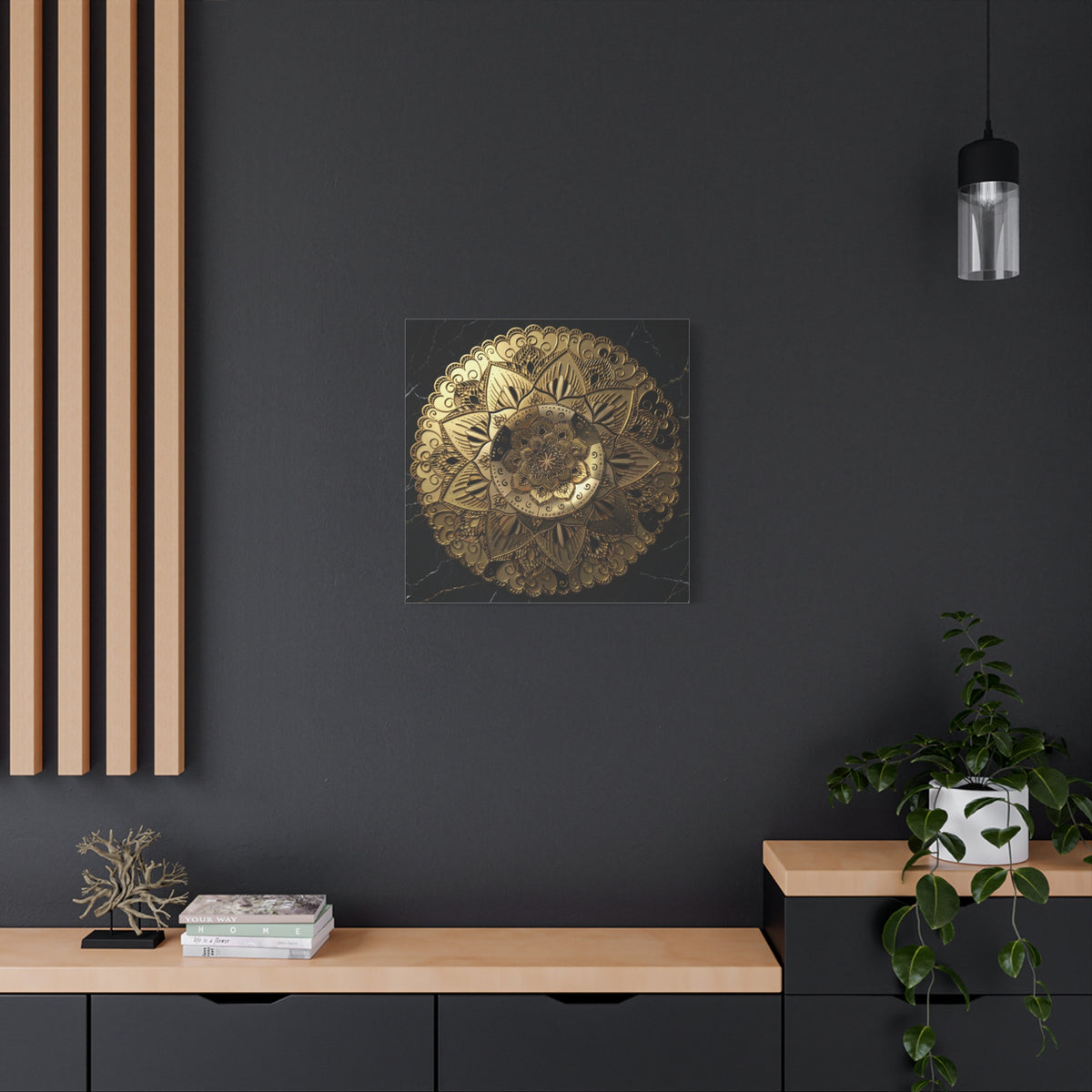 Golden Echo in the Void – Matte Stretched Canvas