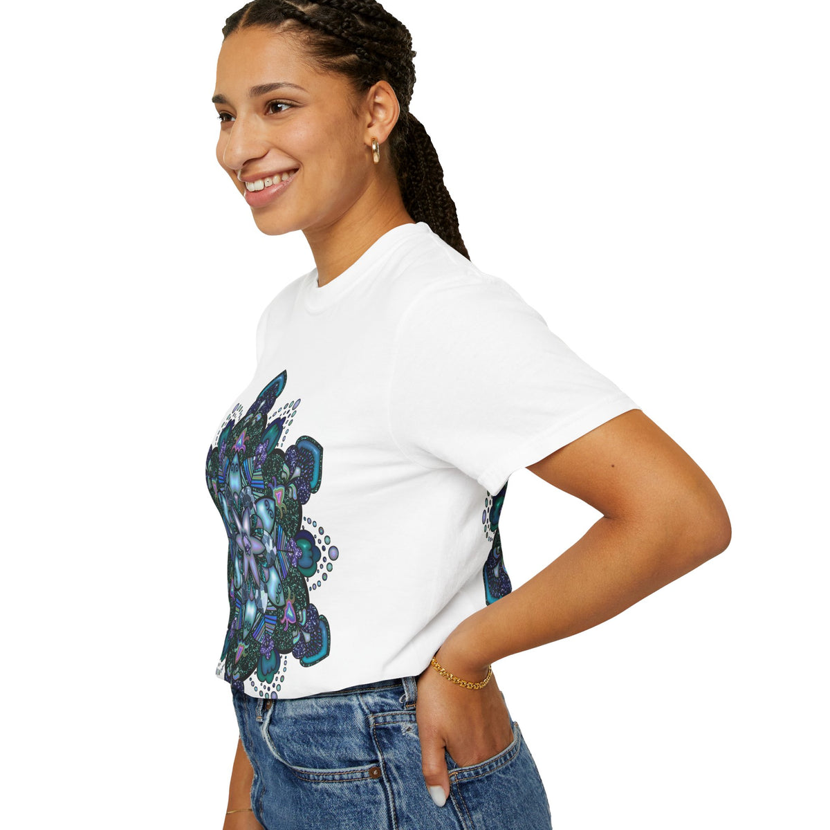 Mandala T-Shirt – Blue Purple Boho Geometric Floral Design