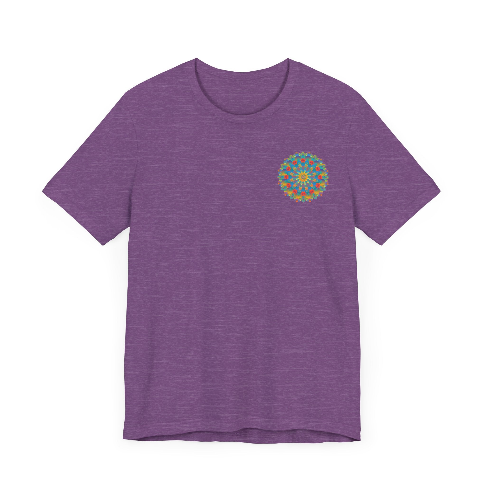 A colorful and intricate mandala design T-shirt, perfect for expressing spiritual peace