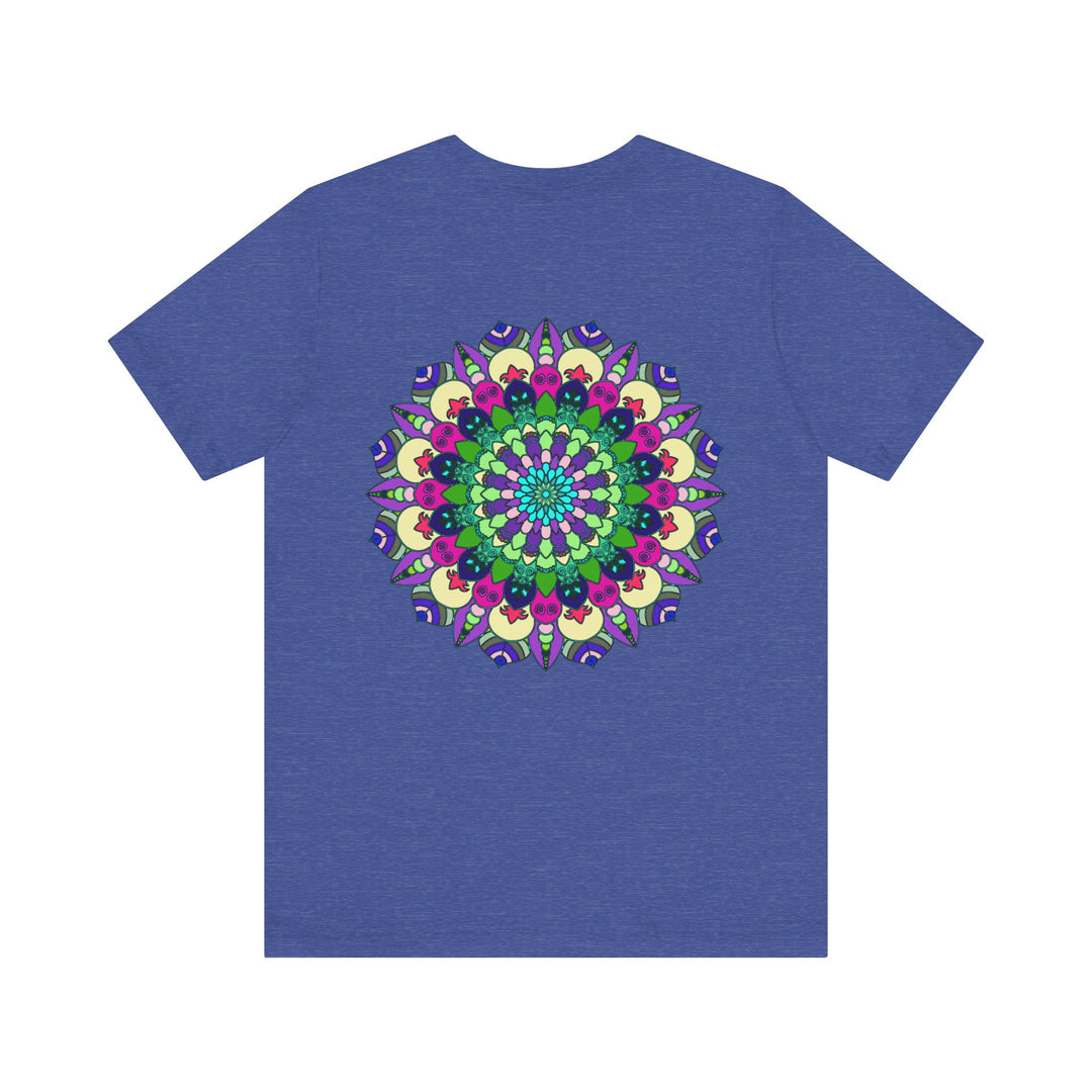 Colorful mandala tee with intricate design symbolizing spiritual peace and harmony