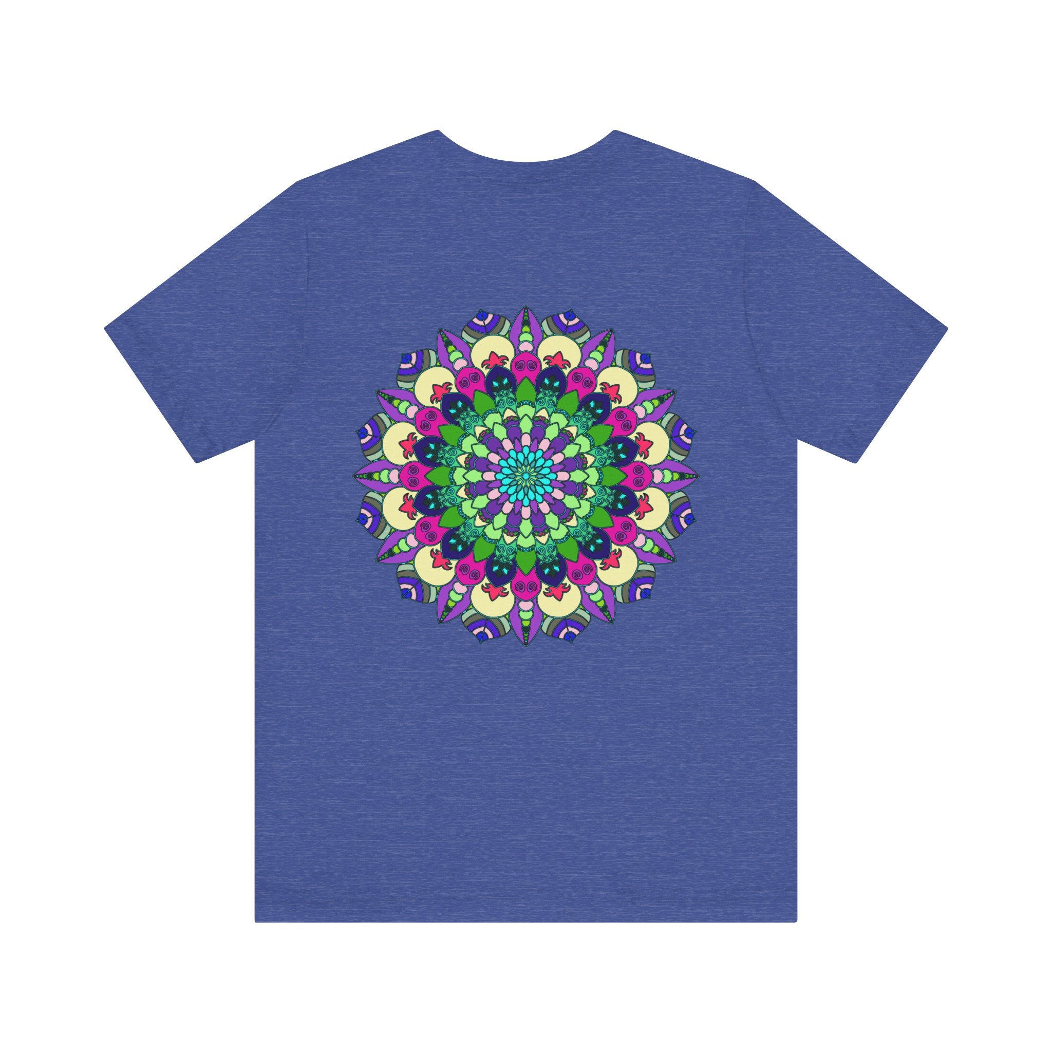 Colorful mandala tee with intricate design symbolizing spiritual peace and harmony