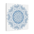 Handmade Mandala Art with Steel Blue Mandala Design on Matte Canvas, Stretched to 125 inches - Perfect for Wall Decor