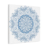 Handmade Mandala Art with Steel Blue Mandala Design on Matte Canvas, Stretched to 125 inches - Perfect for Wall Decor