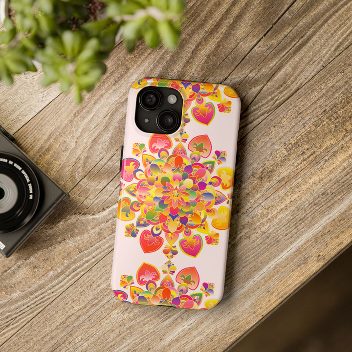 Colorful and intricate hand drawn mandala art phone case design