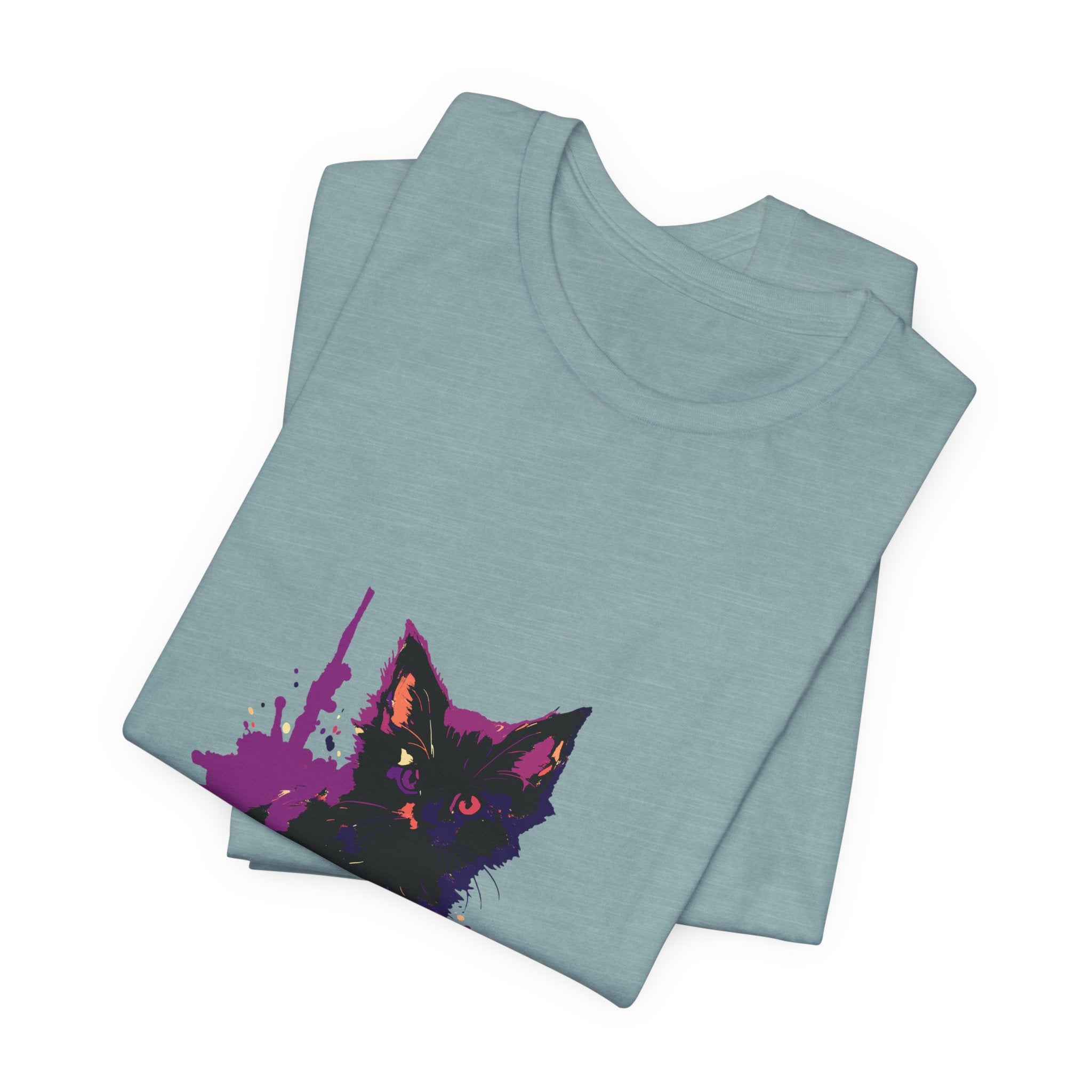 Black Cat Mystery - Purple Paint Splatter T-Shirt