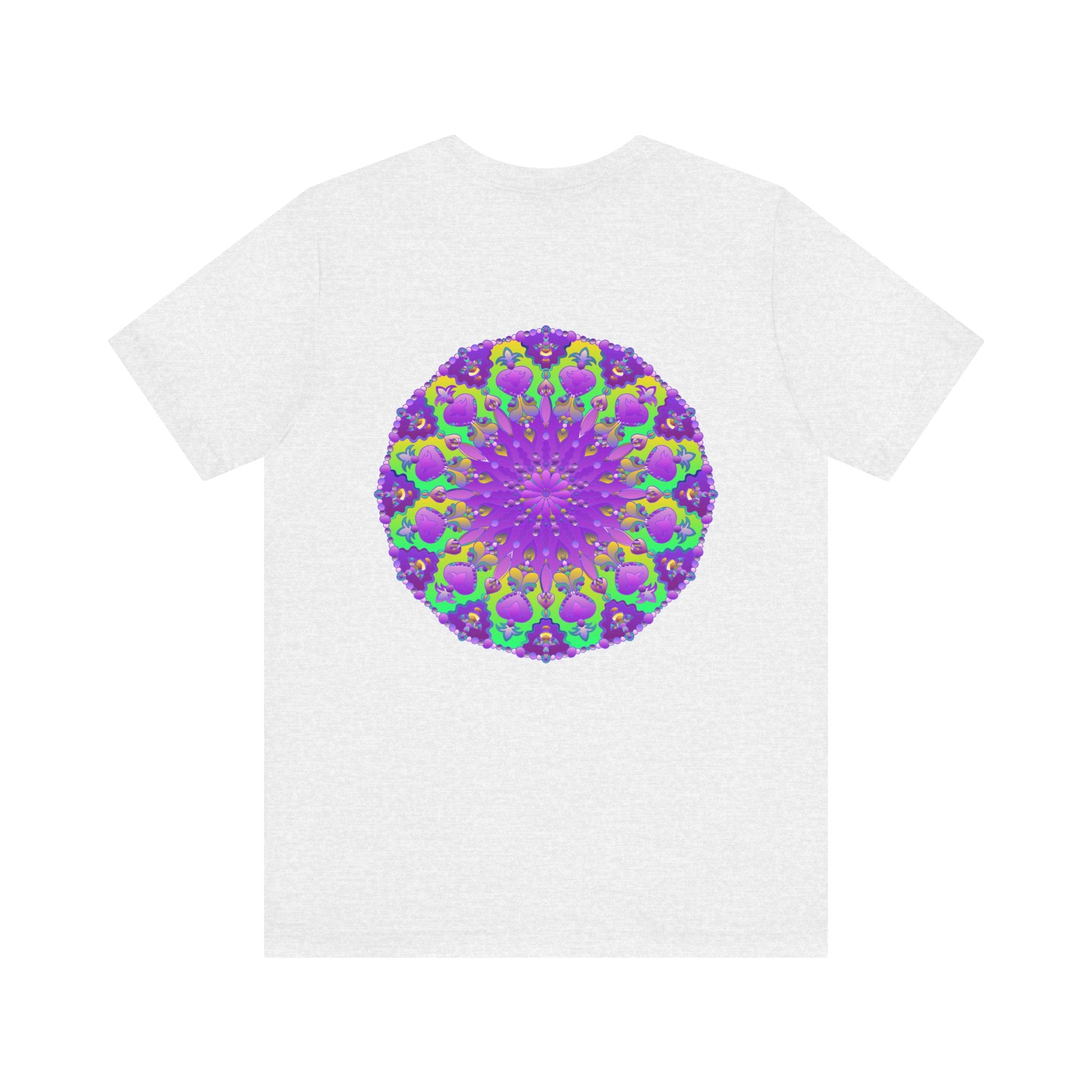 Beautiful purple mandala tee featuring intricate spiritual design for peace and harmony