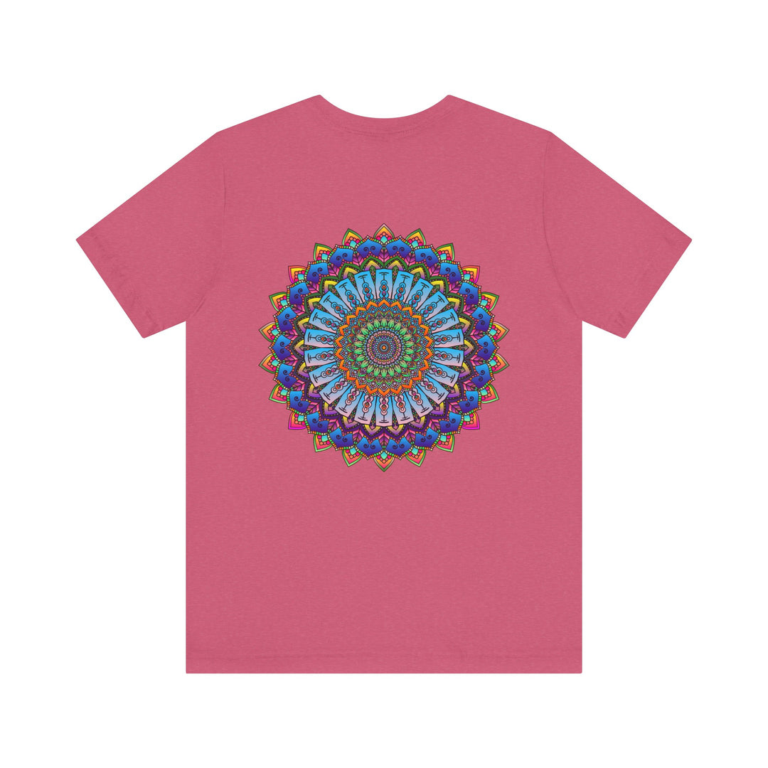 A colorful and intricate mandala design tee representing spiritual peace and harmony