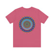 A colorful and intricate mandala design tee representing spiritual peace and harmony