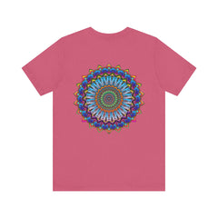 A colorful and intricate mandala design tee representing spiritual peace and harmony
