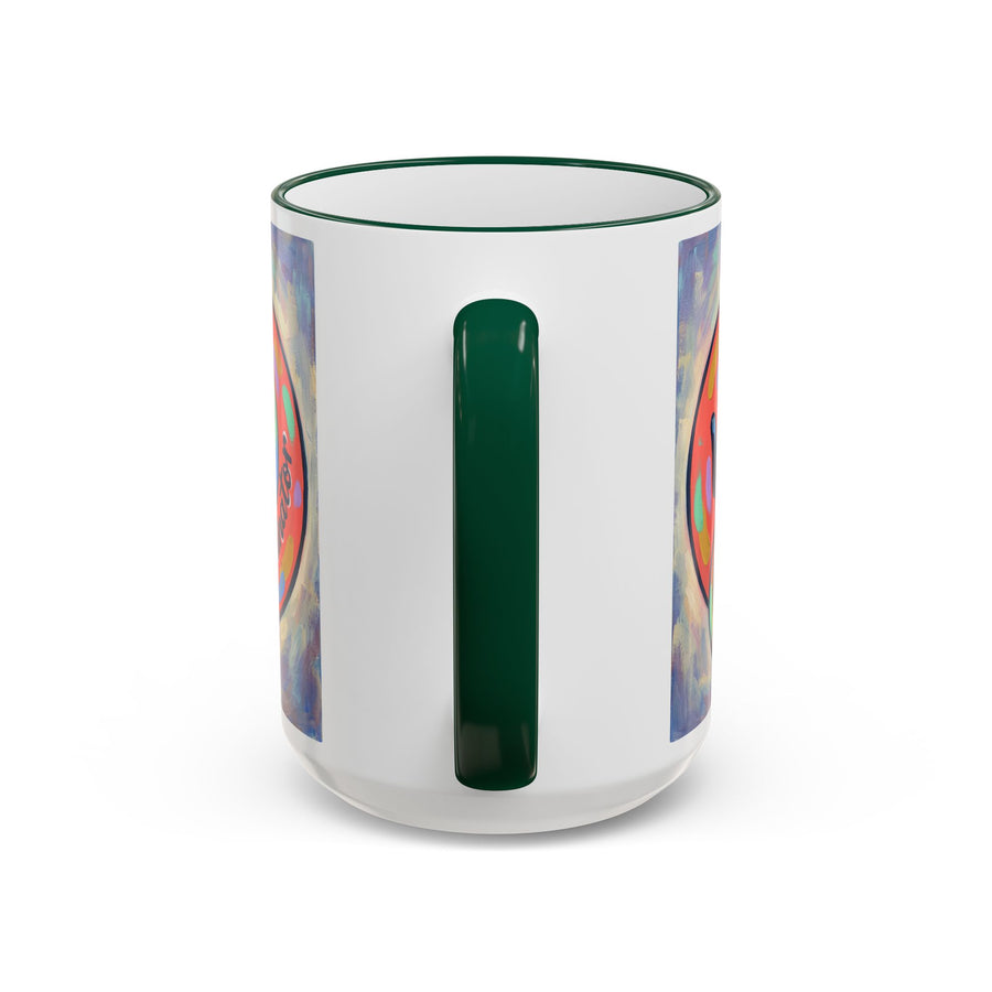 Colorful Paw Print Pet Lover Accent Rim Mug (11oz/15oz)