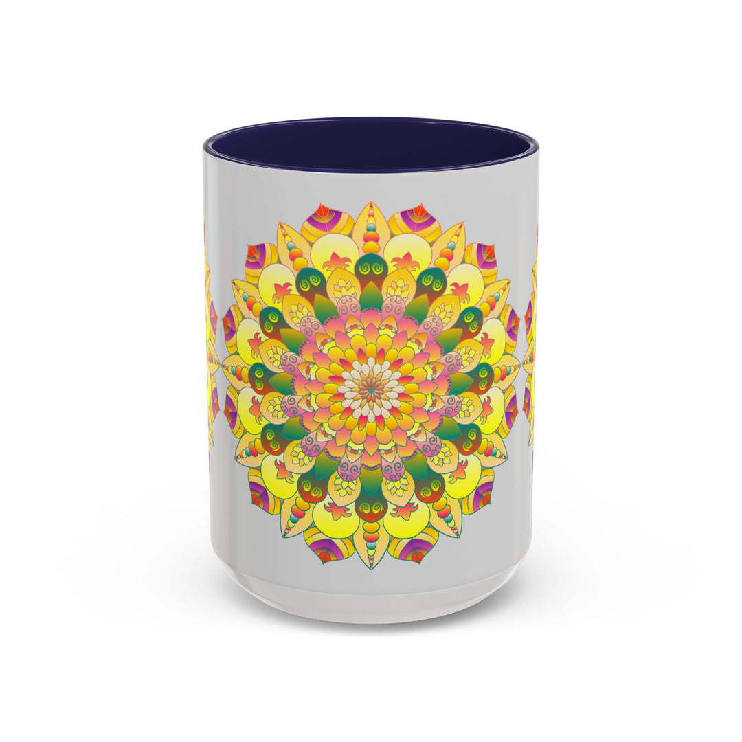 Colorful mandala art mug featuring vibrant floral design, perfect for enjoying your favorite hot beverages in style