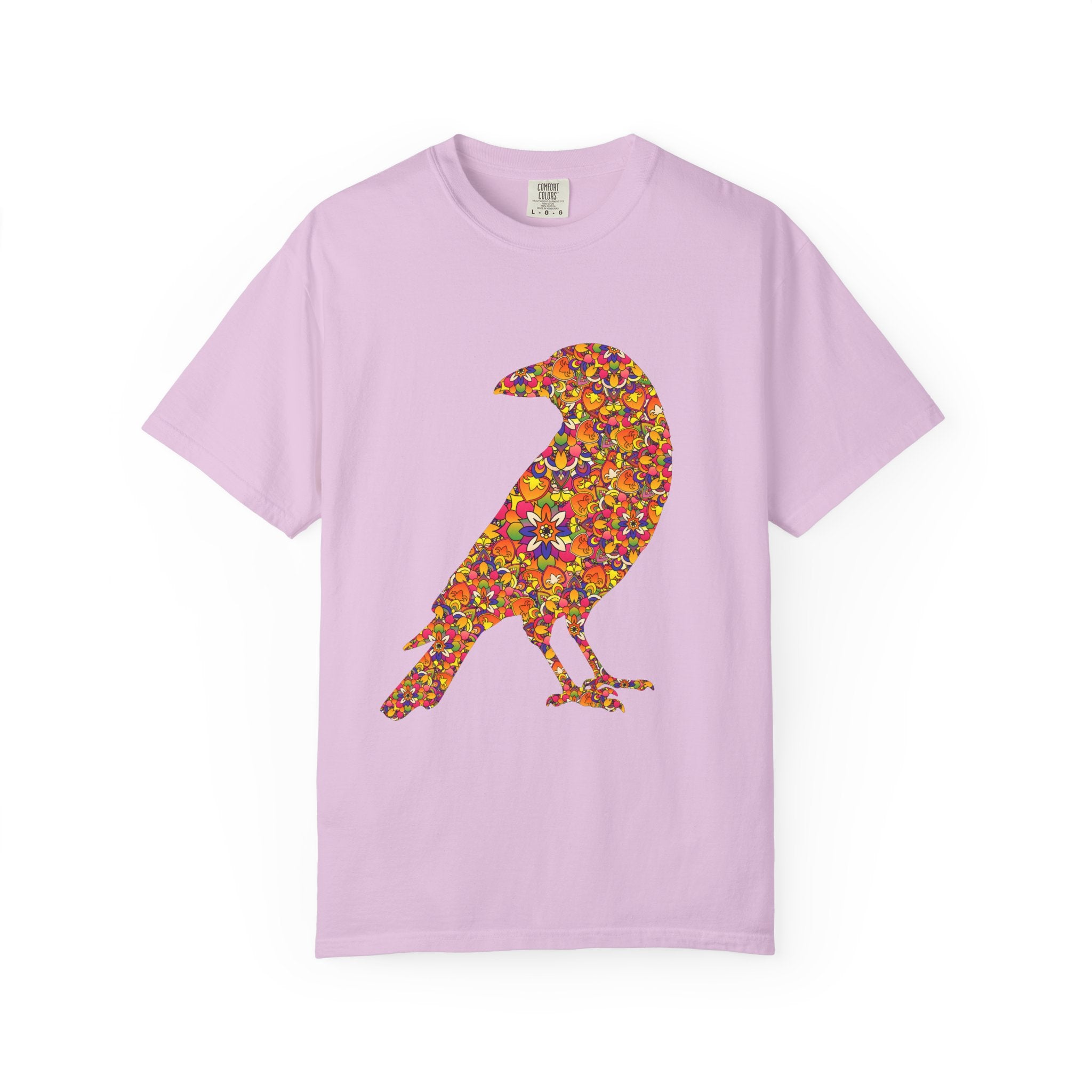 Maglietta con mandala floreale e corvo radioso