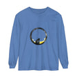 Black Cat Moon Glow Long Sleeve T-Shirt with spooky moon and cat design on black fabric
