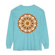 Intricate Mandala design in vibrant colors on a comfortable unisex long sleeve T-shirt