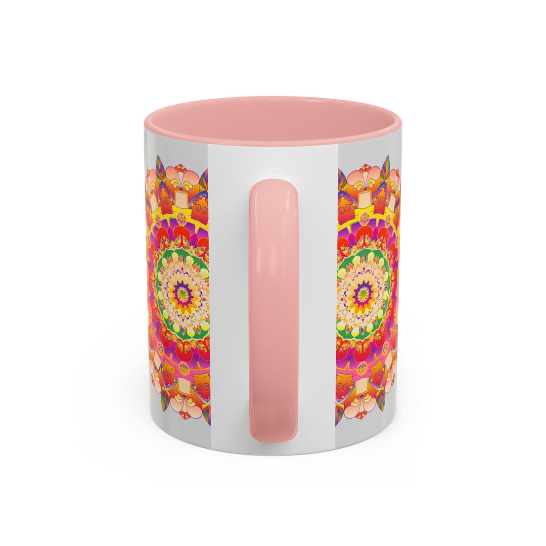 Ceramic mug featuring vibrant and calming mandala art