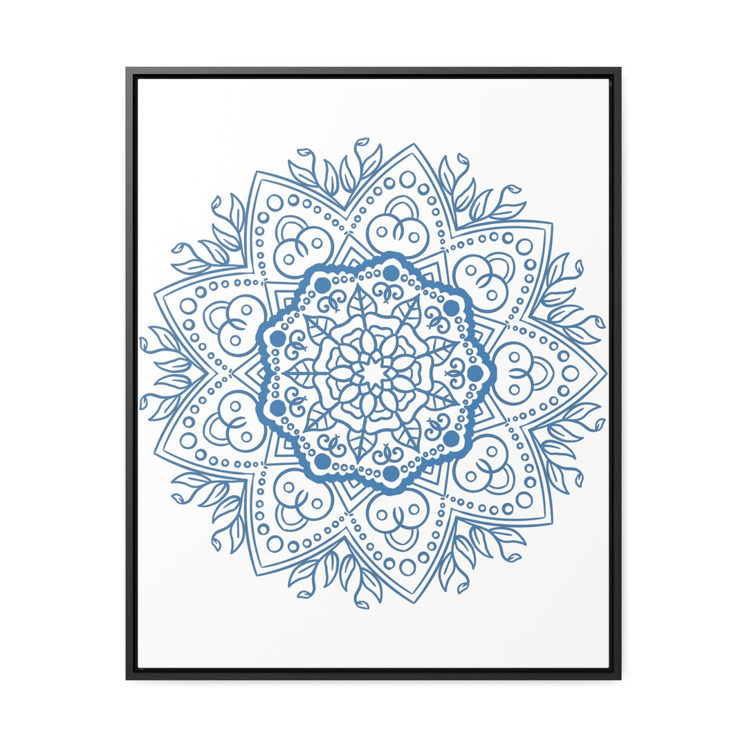 Handmade steel blue mandala design wall art on gallery canvas wraps