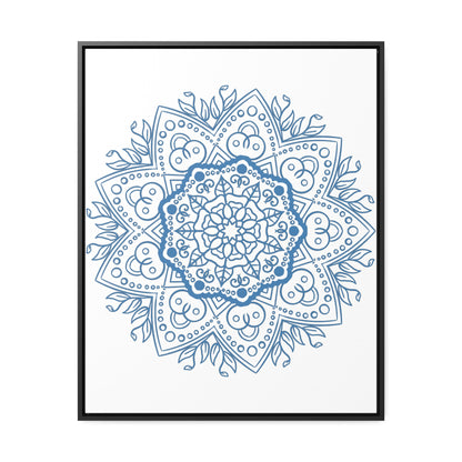 Handmade steel blue mandala design wall art on gallery canvas wraps