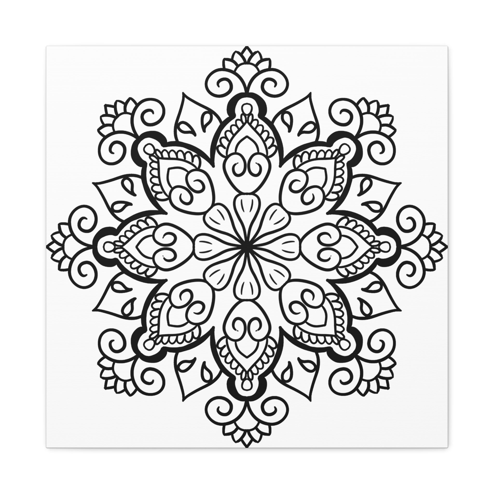 Handmade Mandala Art - Black & White Wall Art - Matte Canvas, Stretched, 125 - Intricately crafted monochromatic mandala design on high-quality canvas