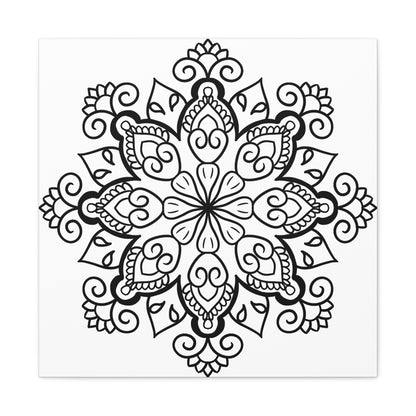 Handmade Mandala Art - Black & White Wall Art - Matte Canvas, Stretched, 125 - Intricately crafted monochromatic mandala design on high-quality canvas