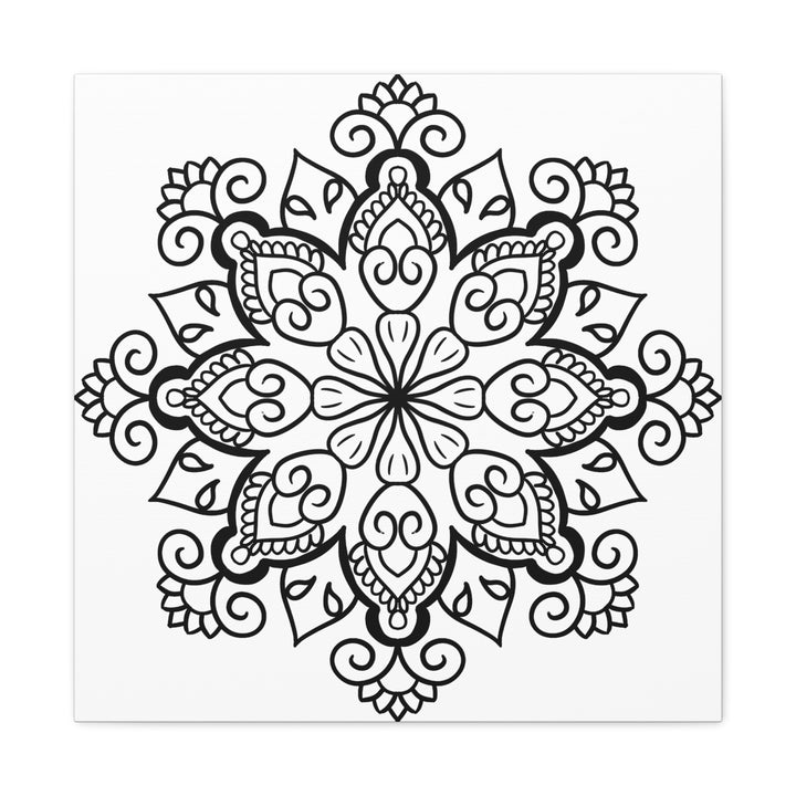 Handmade Mandala Art - Black & White Wall Art - Matte Canvas, Stretched, 125 - Intricately crafted monochromatic mandala design on high-quality canvas