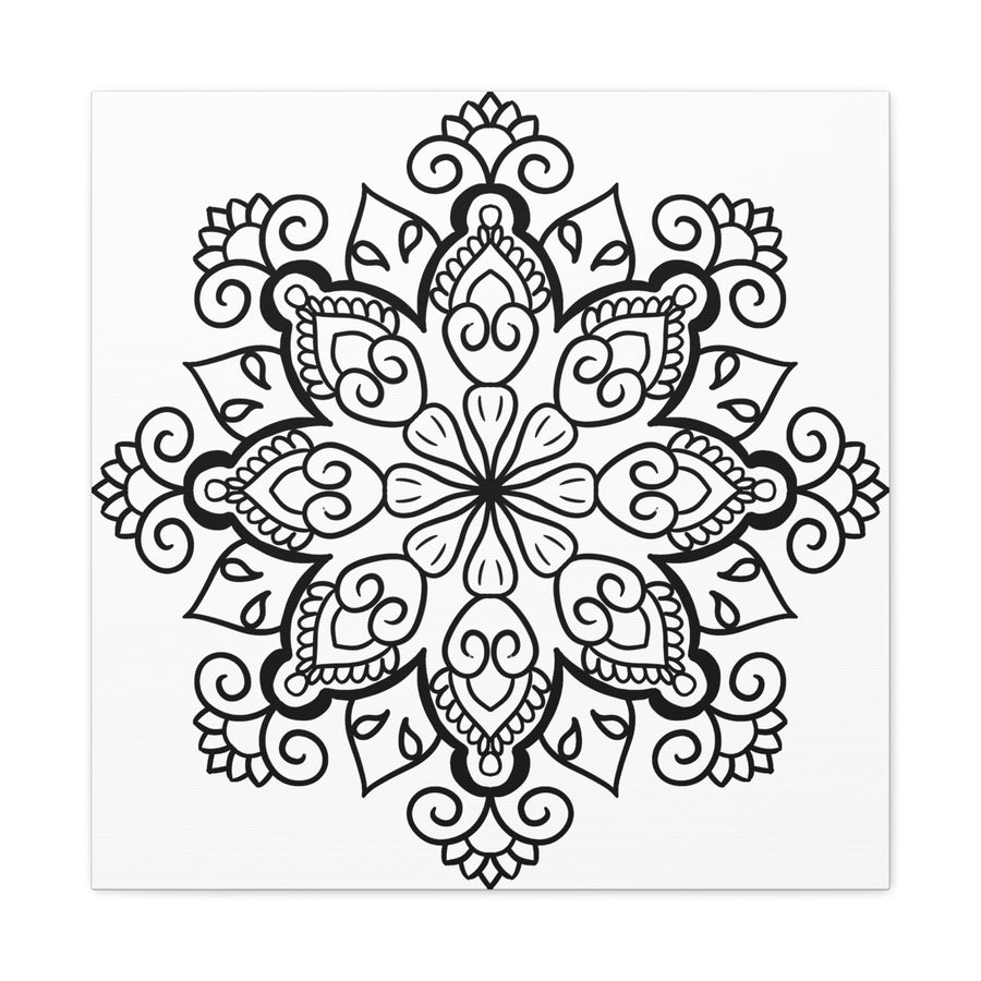 Handmade Mandala Art - Black & White Wall Art - Matte Canvas, Stretched, 125 - Intricately crafted monochromatic mandala design on high-quality canvas