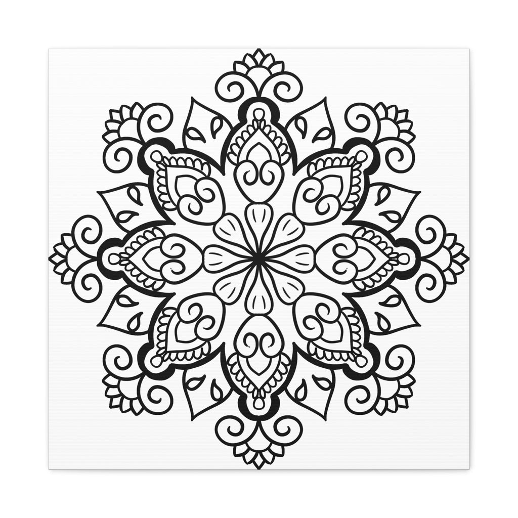 Handmade Mandala Art - Black & White Wall Art - Matte Canvas, Stretched, 125 - Intricately crafted monochromatic mandala design on high-quality canvas