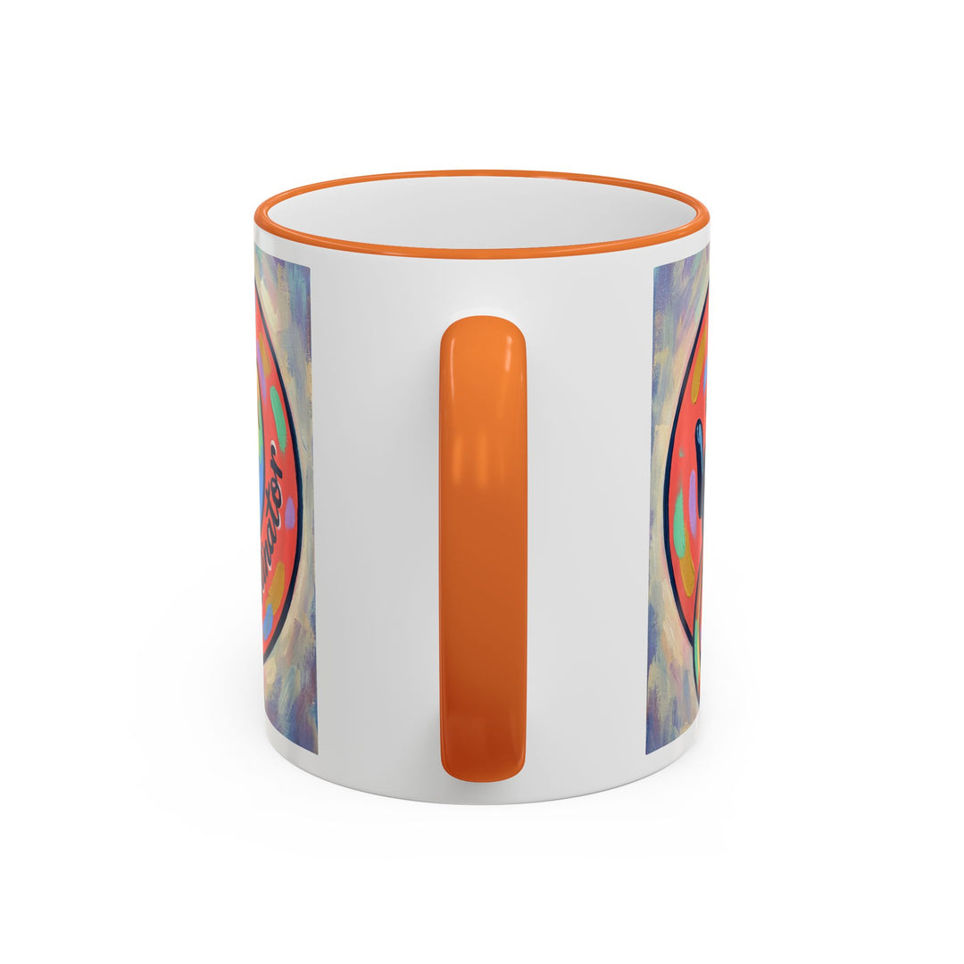 Colorful Paw Print Pet Lover Accent Rim Mug (11oz/15oz)