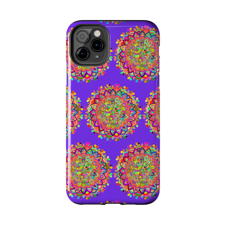 Hand drawn small purple mandala art phone case for iPhone X, XS