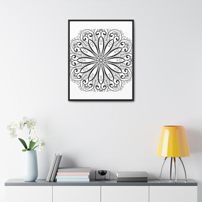 Mandala Handmade Art - Black & White Wall Art - Gallery Canvas Wraps, Vertical Frame, intricately designed artistic piece for home decor