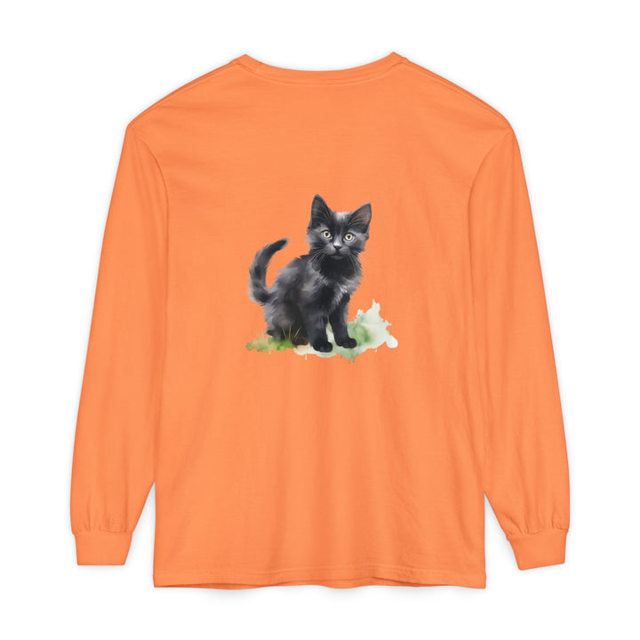 Schwarze Katze Aquarell Langarmshirt