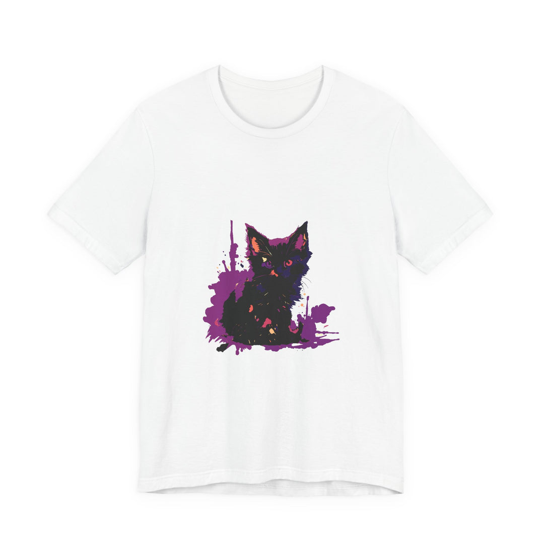 Black Cat Mystery - Purple Paint Splatter T-Shirt