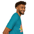 Beautiful and intricate hand-drawn lotus mandala design on a unisex t-shirt by Blululi