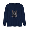 Black Cat Watercolor Unisex Long Sleeve T-Shirt featuring a vibrant watercolor design of a black cat on a comfortable, versatile long sleeve shirt