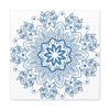 Handmade Mandala Art featuring a beautiful, intricate steel blue design on matte canvas, stretched and ready to hang on your wall