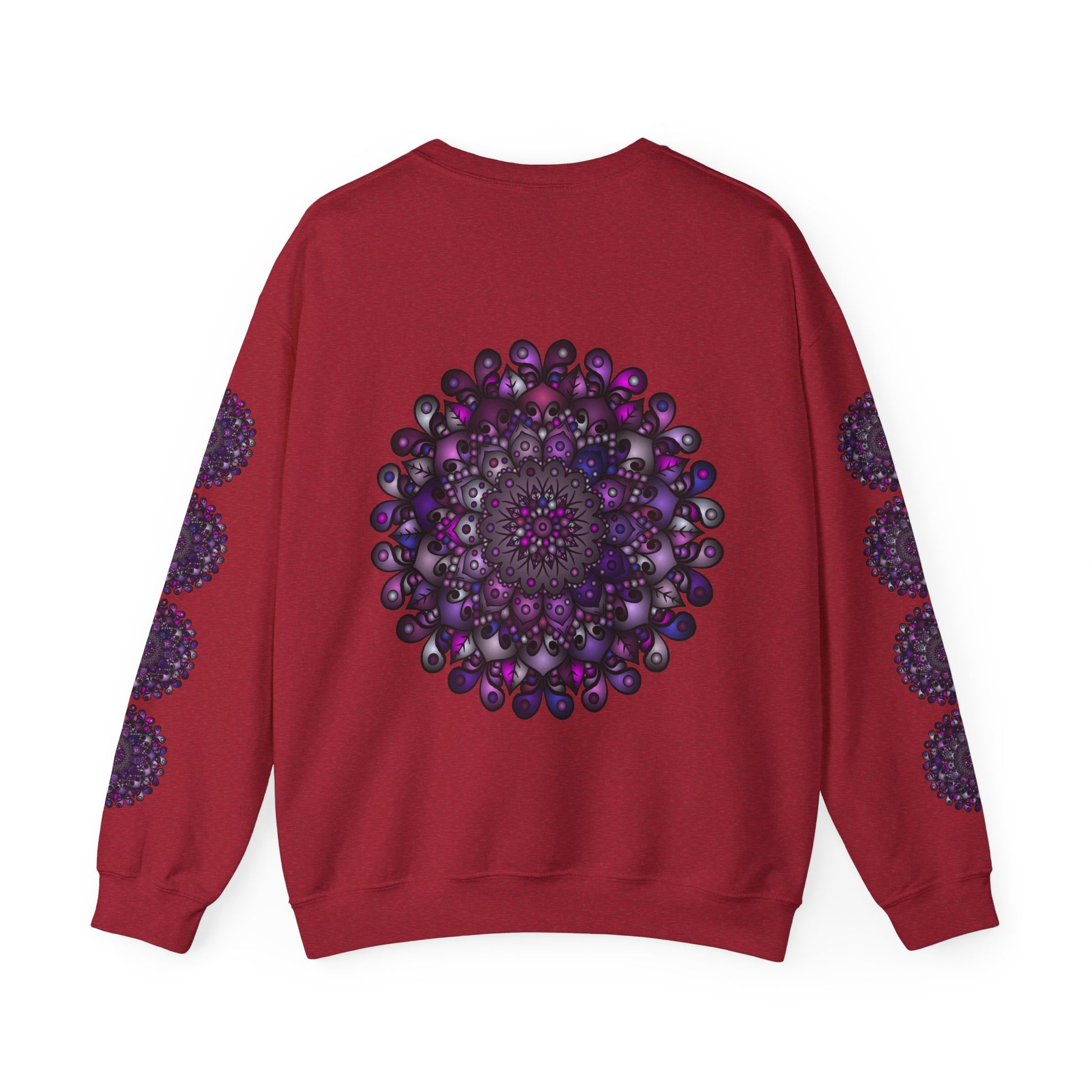 A high-quality Unisex Heavy Blend™ Crewneck Sweatshirt featuring a stunning Purple Mandala Design for a stylish and comfortable look