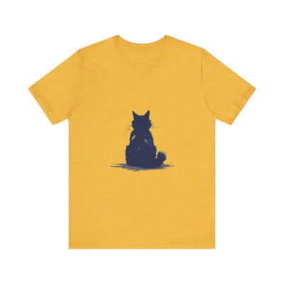 Schwarzes Katzen-Silhouette-T-Shirt mit geheimnisvollem Charme und Tiefe
