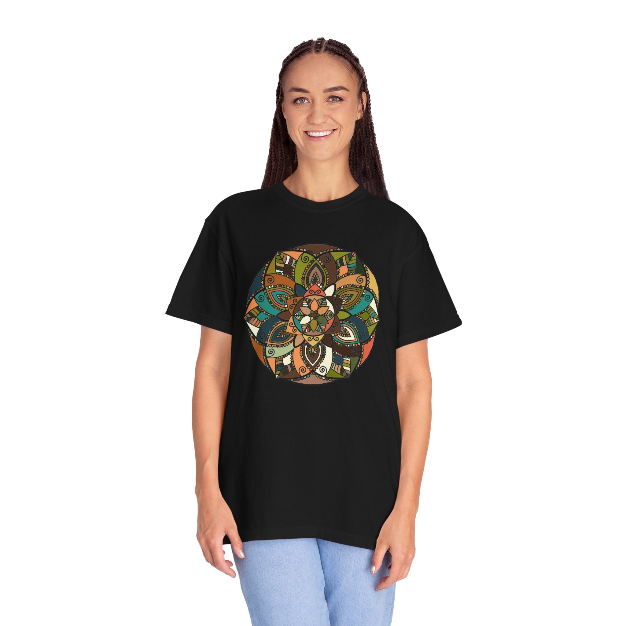 Mandala Earth Flora T-Shirt — Earthy Tones Geometric Art Tee
