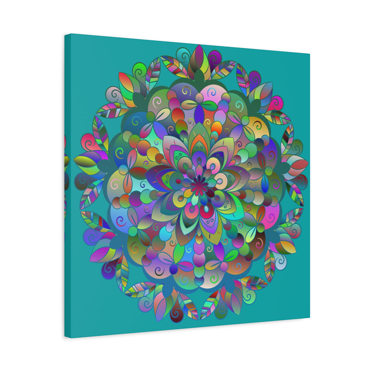 Colorful Floral Mandala Matte Canvas Wall Art — Stretched 1.25"