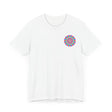 A colorful and intricately designed mandala tee promoting spiritual peace and harmony