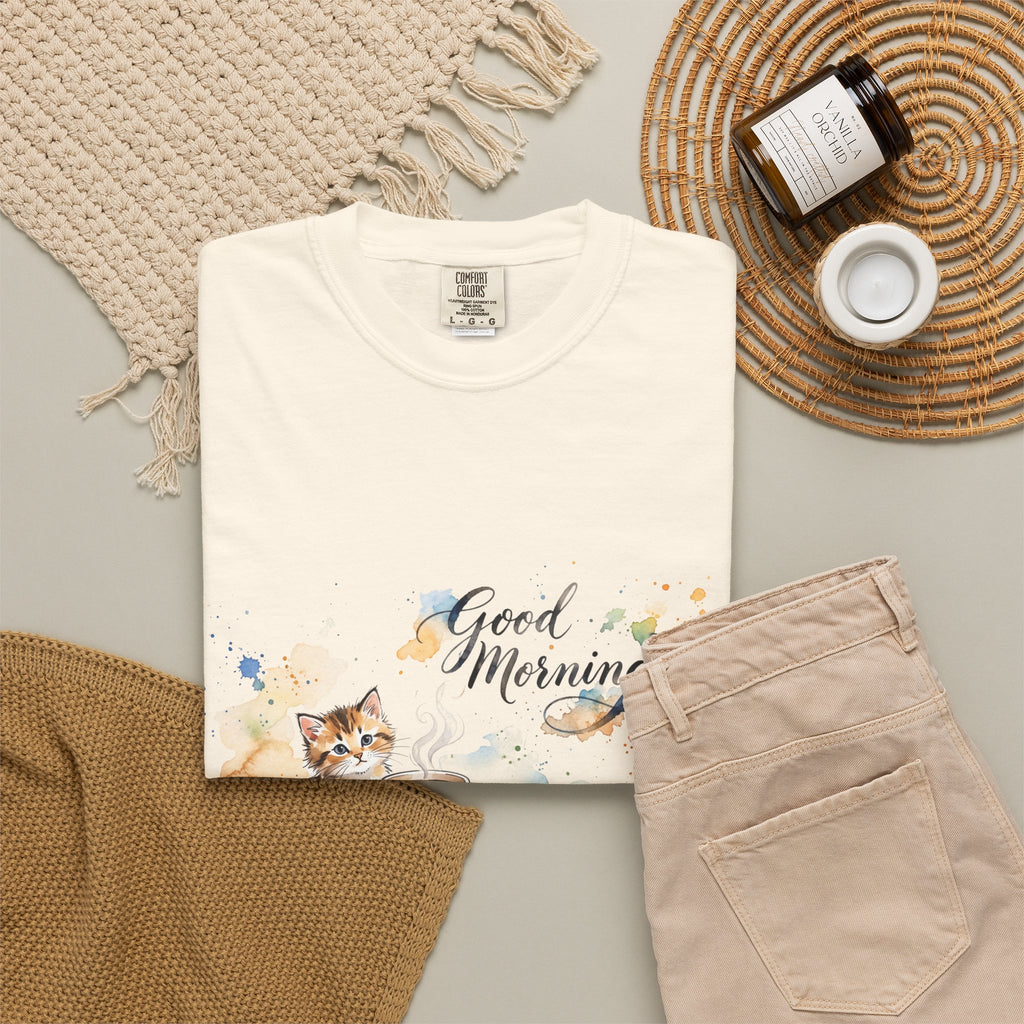 Good Morning Cat T-Shirt | Ultra-Soft Cotton Graphic Tee